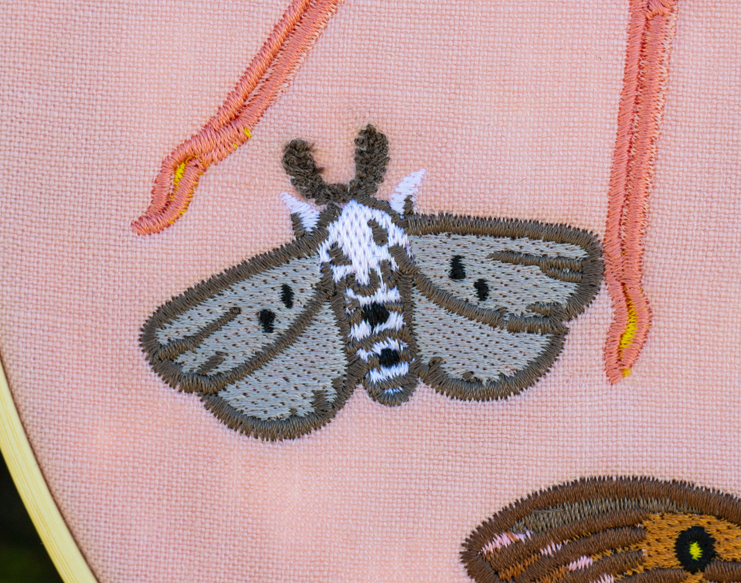 Pastel Moths Embroidered Wall Hanging Hoop!