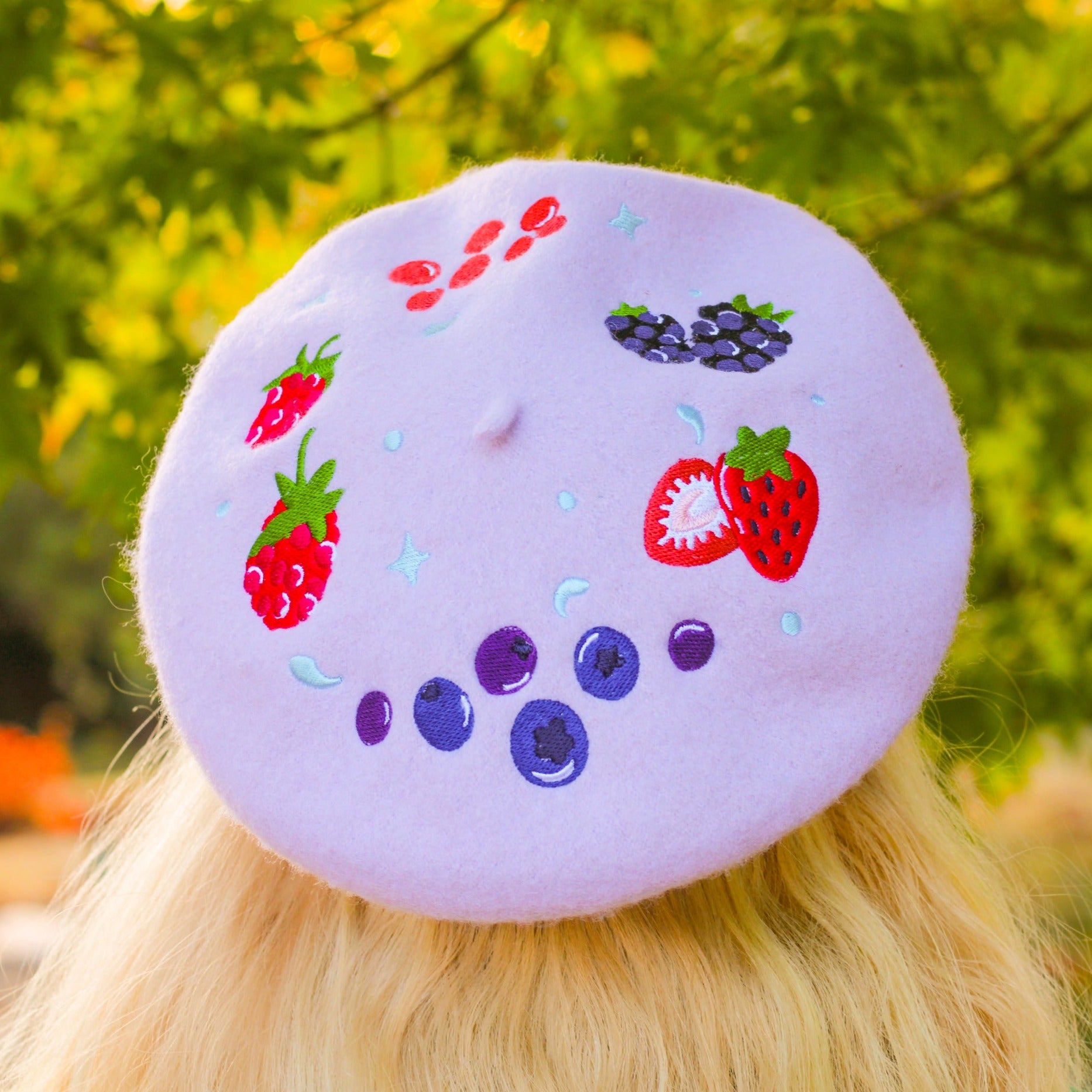 Berry Smoothie Embroidered Beret!