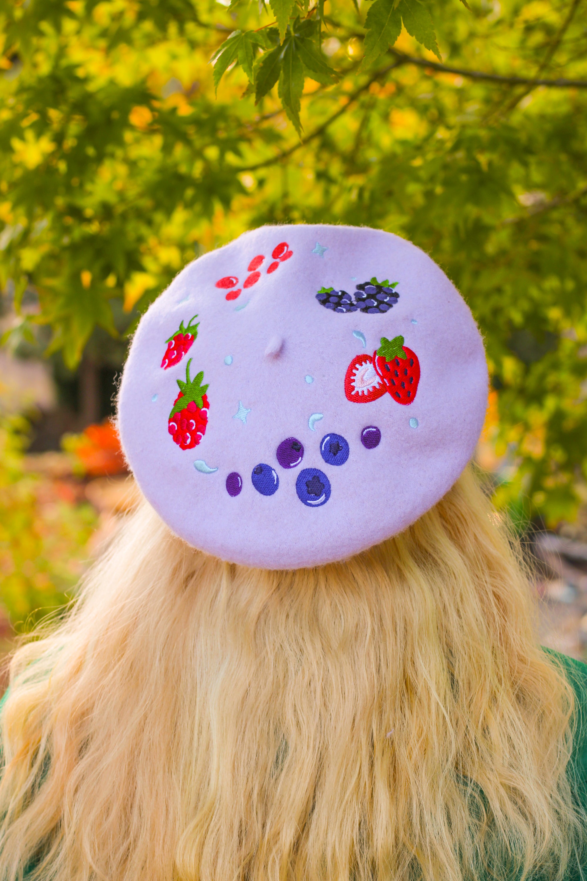 Berry Smoothie Embroidered Beret!