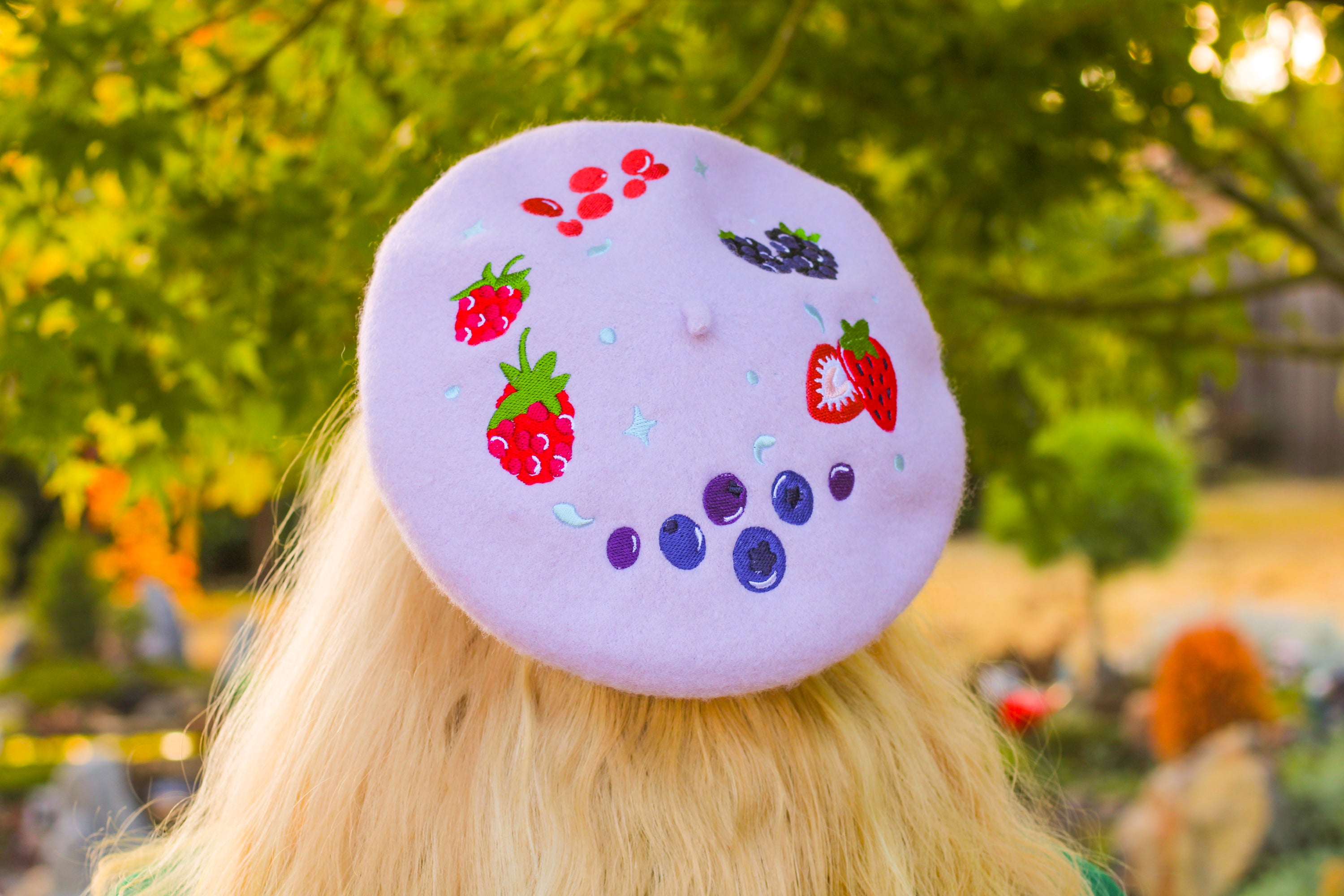 Berry Smoothie Embroidered Beret!