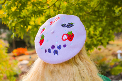 Berry Smoothie Embroidered Beret!