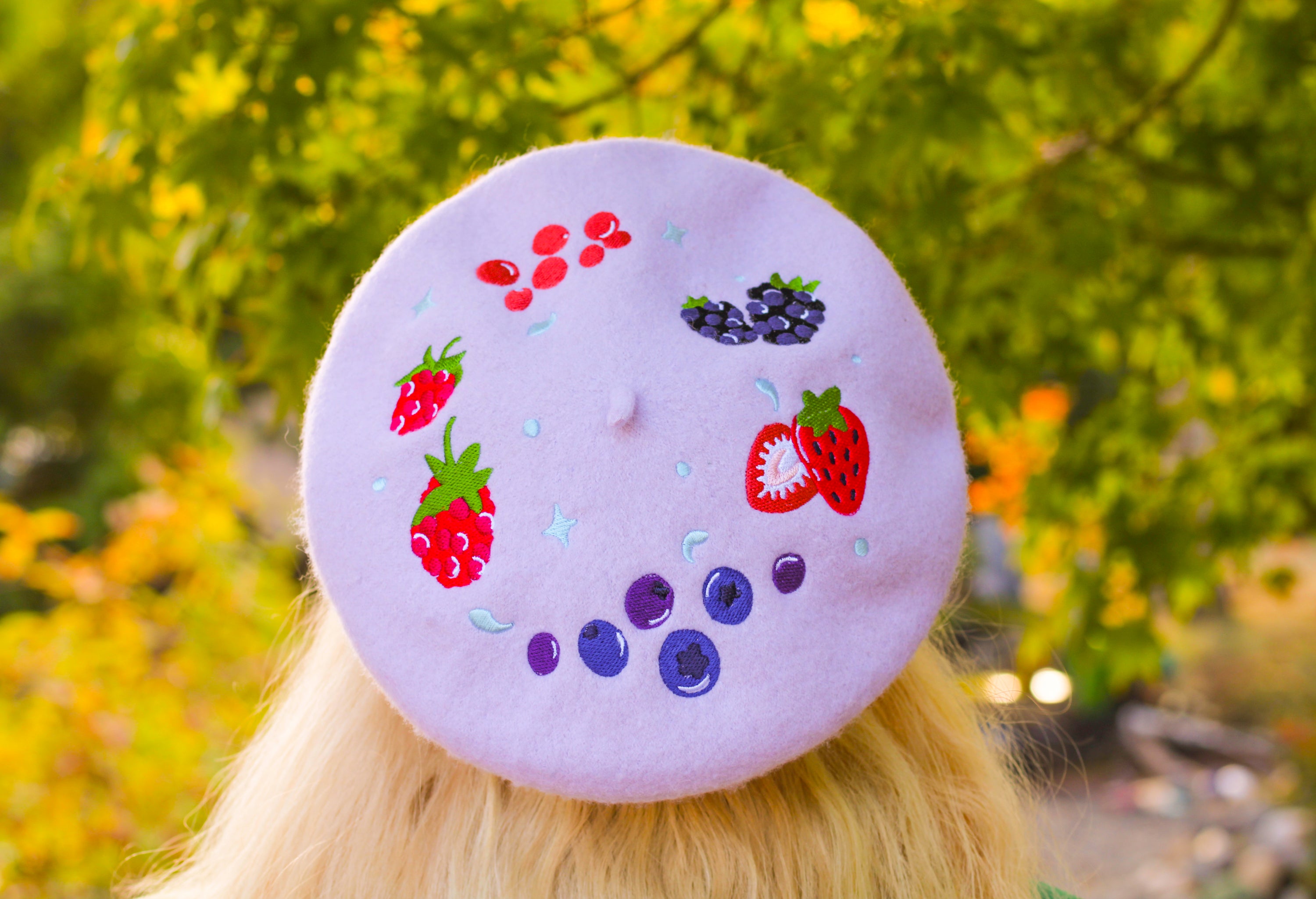 Berry Smoothie Embroidered Beret!