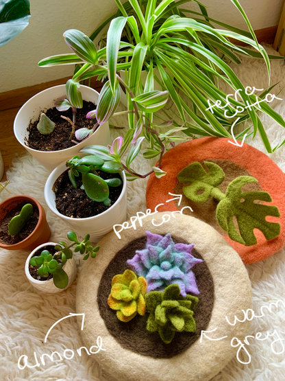 Potted Plant Handmade Beret, Succulents *MADE TO ORDER*